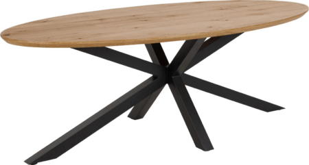 Spisebord Signature Bellona vild egetræsfiner 220Ã100 cm olieret finish mat sort krydsstel oval